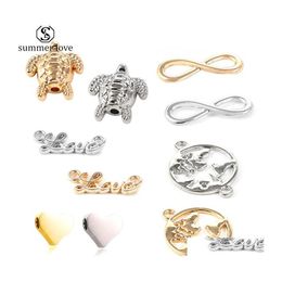 Charms Antieke Sliver Gold Infinity Love Elephent Word Heart Connector maken metalen armband kettingen ornamenten sieradenz drop deliv dhvip