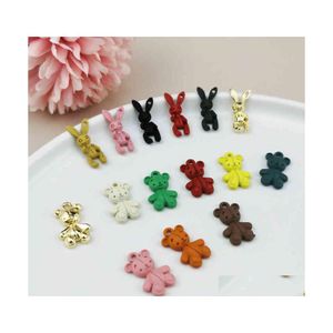 Charms APEUR 10PCS Spray Paint Bear Doll Bunny Alloy Mini Dieren Email Bracelet Drijvende Hangers voor sieraden maken Accessoire Dro DHJ7N