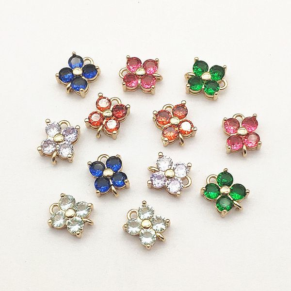 Charms Arrivée 10x8mm 50pcs Cubic ZirconiaCrystal Fleur Connecteurs Pour Collier Boucles D'oreilles DIY Pièces Bijoux Résultats Composants 230320