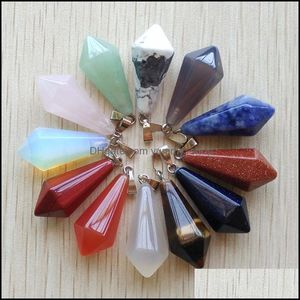 Charmes Assortiment de charmes de pilier en pierre naturelle Chakra pyramide hexagonale guérison Reiki Point pendentifs pour collier fabrication de bijoux Drop De Dhblg