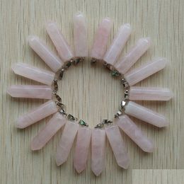 Bedels Diverse Natuursteen Roze Quartz Hangers Punt Zeshoekige Pijler Hanger Voor Diy Sieraden Maken Edelstenen Drop Levering Fin Dh8Z9