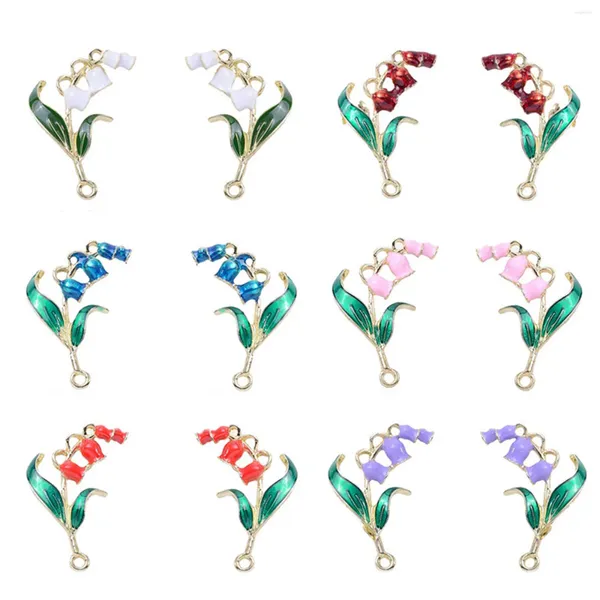 Charmes cloche de pendentifs en forme d'orchidée Fleur multicolore élégante pour les bijoux faisant des résultats de collier bricolage 3x2cm 5pc