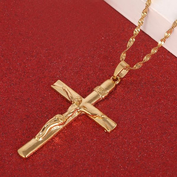 Charms Collier de croix à grande taille inri crucifix jesus morceau pendant Men Chain Catholic Bijoux Cadeaux de Noël 230811