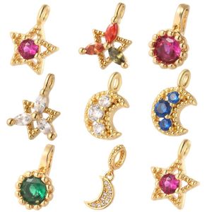 Charms Big Zircon CZ Moon Star Pour la fabrication de bijoux Boho Diy Boucle d'oreille Collier Bracelet Accessoires Lots en gros Bluk EtsyCharms