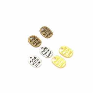 Charms Bk 1000 Pcs Fait Avec Amour Pendentif Bon Pour Le Bricolage Artisanat Fabrication De Bijoux Antique Sier Bronze Or 3 Couleurs Drop Dhrm7