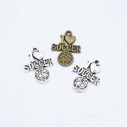 Charms Bk 300 Pcs Lot 22X16Mm I Love Soccer Football Pendant Bueno para Diy Craft Jewelry Making Drop Delivery 202 Dhfog