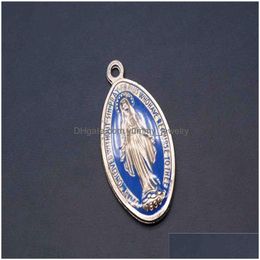 Charms Blauwe Katholieke Maagd Maria Heilig Hart Wonderf Medaille Bracele Goddelijke Medalcharms Drop Levering Sieraden Bevindingen Componenten Dhzv3