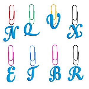 Charms Blue Larges Letters Cartoon Paper Clips Bookmarks mignons BK Nurse Gift Metal Bookmark SILE DISPENSER Memo Clip pour Office Drop Del Otbwm