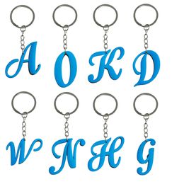Charms Blue Letter Letter Keychain Keychains para mochila para niños Favores Favores de la escuela adecuada Mujeres de la escuela Llave Key Girls Costa AC OTQ0N