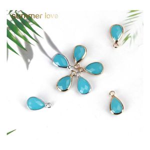 Charms blauwe waterdrop glas koperen hanger voor ketting armband mode transparante charme diy sieraden maken drop levering bevindingen dhd1r