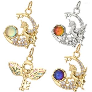 Charms Bohemian Moon Angel Key Gold Color Dangle Charm Diy Pendiente Neckalce Pulsera para la fabricación de joyas Suministros