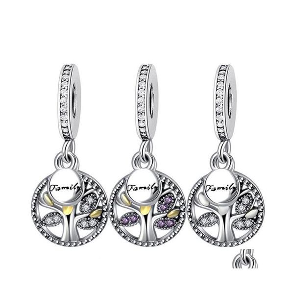 Bracelet à breloques arbre généalogique cubique Zircon perle ajustement bracelet bricolage collier pendentif pour la fabrication de bijoux accessoires résultats composant partie Dhcxc