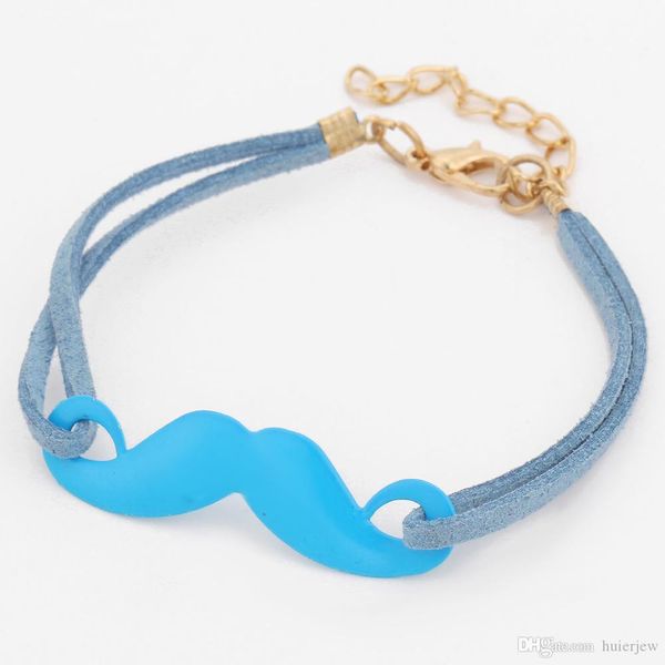 Pulseras con dijes, pulsera de cuero con bigote y dijes Vintage de marca individualizada