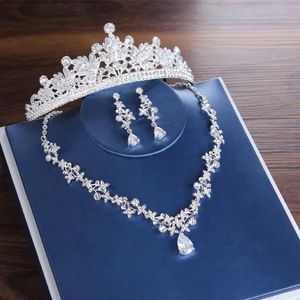 Charms Bruids Tiara's Kroonblad Bruiloft Sieraden Sets Verklaring Kettingen Oorbellen Set Haaraccessoires Afrikaanse Kralen Sieraden Set