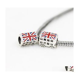 Charms British Bus Oil Drip Charm Bead 925 Sier Plated Fashion Women Sieraden Verbluffend ontwerp Europese stijl voor DIY Bracelet 51 W2 D DHFQB