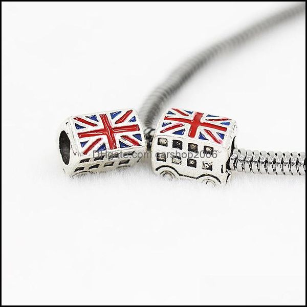 Charms British Bus Oil Drip Charm Bead 925 Sier Plateado Moda Mujer Joyería Impresionante Diseño Estilo Europeo para DIY Pulsera 51 W2 Dr Dhmoe