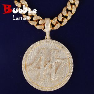 Charmes bulle lettre nom personnalisé grand cercle pendentif pour hommes couleur or plaqué Hip Hop Rock bijoux collier 230616