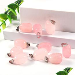 Charmes Chakra Pierre Naturelle Charme Quartz Rose Cristal Pendentifs Chakras Gem Fit Boucles D'oreilles Collier Faire Assortiment En Gros D Dhgarden Dhy5C