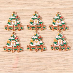 Charms Breloques 10 pièces 21x24mm, arbre de noël en émail mignon pour la fabrication de bijoux, boucles d'oreilles, pendentifs, colliers, bracelets faits à la main, artisanat, goutte Dhzrs