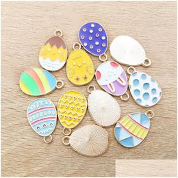 Charms Charms 10 Stuks Colorf Cartoon Dier Voor Sieraden Maken Dinosaurus Paasei Hangers Diy Kettingen Oorbellen Drop Levering Sieraden Dhyl0