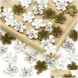 Charms Charms 10 piezas Flor hecha a mano Flores de cerezo Colgante para pulsera Collar Materiales de joyería Diy Craft 17 mm 20 mm Entrega de gota Dh0NZ