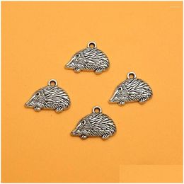 Charmes Charmes 20 pièces/lots 14x20mm Antique argent plaqué animaux hérisson pendentif pour bricolage porte-clés fabrication de bijoux fournitures accessoires Dro Dheud