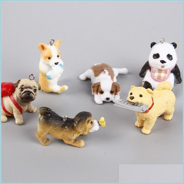 Charmes Charmes 30-50mm Mode Artisanat Bijoux Animaux Résine 3D Chien Chiot Pour Porte-clés Faisant Des Pendentifs Suspendus À La Main Matériel De Bricolage1 Dha0X