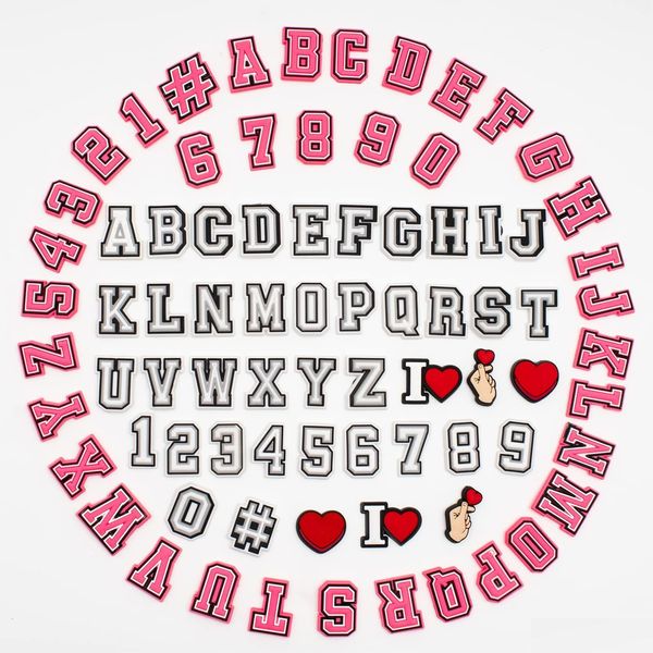 Encantos Encantos Zuecos Letras y números Paquete de letras de PVC Número Zapatos Sandalia Pulsera Pulsera Decoración para adolescentes Niños Niñas Hombre Mujer Dhqy4