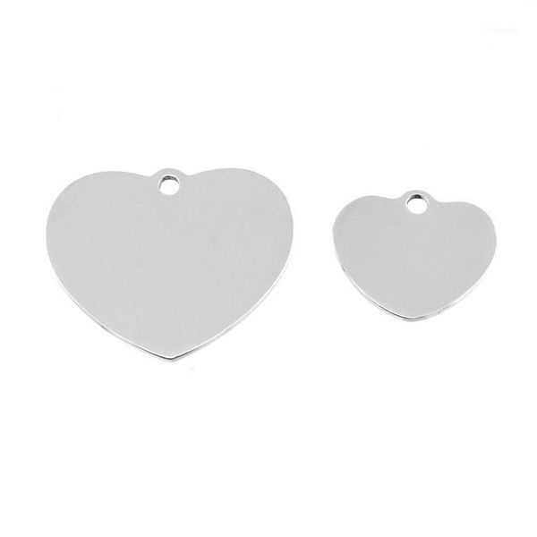 Charms Charms Sier Color Espejo Polaco Corazón en blanco Colgante Etiqueta personalizada Placa de metal de acero inoxidable para tallar al por mayor 50 piezas 1 Gota de Dhsei