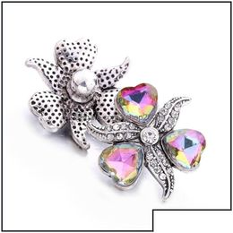 Charmes charmes en gros cristal coeur sier couleurs snap bouton de bouton de bijoux de bijoux ramiage 18 mm snaps métalliques