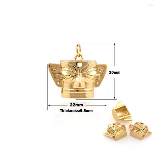 Dijes China 3 estrellas pila Retro misterioso máscara dorada COLLAR COLGANTE DIY joyería suministros accesorios 18K oro encanto