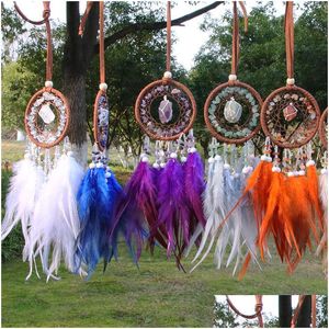 Charms Chip Crystal Stone Exquisite Car Interior Decoration Ciondolo Piuma Dream Catcher Visualizza Specchio Appeso Accessori Drop Deliv Dhv1H