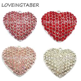 Los encantos eligen el color primero 36 MM * 32 MM 10 unids/lote colgantes de corazón de diamantes de imitación completos para el collar grueso del Día de San Valentín 231204