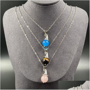 Charms Noël En Gros Pierre Sorcières Magique Pointu Chapeau De Père Noël Cristal Opale Pendentifs Collier De Mode Reiki Guérison Cadeau Drop Livrer Dhuls