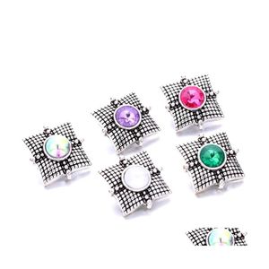 Charms colorf kruisvorm sier kleur snap knop vrouwen sieraden bevindingen heldere strass 18 mm metalen snaps knopen diy armband druppel dhmyl