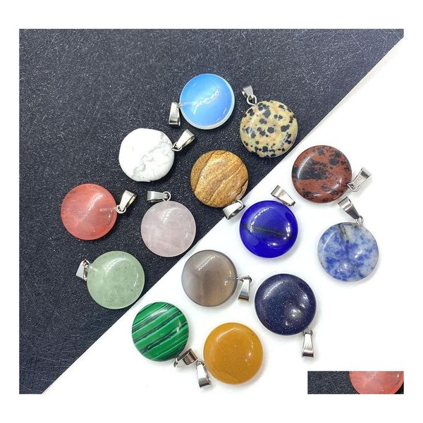 Charms Colorf Crystal Stone Pendentif rond pour la fabrication de bijoux Chakra Reiki Guérison Vert Aventurine Pendentifs En Gros Drop Livraison Dhnct