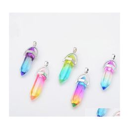 Charms Colorf Glass Zhexagon Prism Rainbow Pendant voor ketting sieraden maken vrouwen mannen groothandel drop levering bevindingen componenten dhmmo