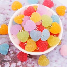 Dijes Colorf en forma de corazón caramelo suave lindo Kawaii resina colgante gota para pendientes pulseras joyería suministros entrega Smtg3