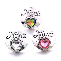 Charms Colorf Sier Color Botón a presión Charms Flor Mujer Hallazgos de joyería Nana Heart Rhinestone 18 mm Metal Snaps Botones DIY Pulsera Dhjcy