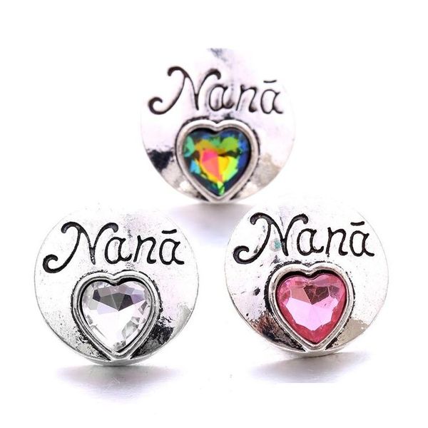 Charms Colorf Sier Couleur Bouton Snap Charms Fleur Femmes Bijoux Résultats Nana Coeur Strass 18mm Boutons En Métal Boutons DIY Bracelet Dhjcy