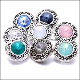 Charmes Colorf Sier Couleur Bouton Pression Fleur Femmes Résultats de Bijoux Pet Aimé Strass 18Mm Métal Snaps Boutons Diy Brac Carshop2006 Dhaxo