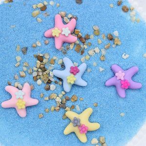 Dijes coloridos florales estrella de mar cabujones de resina Flatback Kawaii accesorios de adorno de plástico adornos de cuentas de arcilla 10 Uds