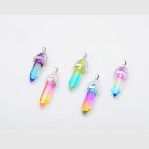 Charmes Couleurs Hexagon Prism Pendentifs Crystal Clear Chakras Gem Stone Fit Boucles d'oreilles Collier Making Assorted Drop Delivery Jewelry Fi Dhqua