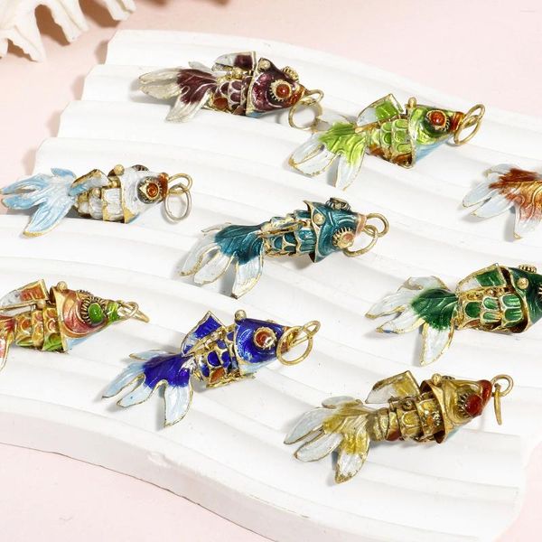 Charmes Cuivre Multicolore 3D Pendentifs En Forme De Poisson Plaqué Or Océan Bijoux Pendentif Pour Collier À Faire Soi-Même Bracelet Faisant Des Fournitures 1PC