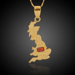 Charms landen kaart thema hanger het Verenigd Koninkrijk Engeland Britain 18k real Gold Compated messing charmes maken mannen vrouwen kettingen juwelen