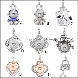 Charms Crystal Snowman Snap Button Pendant Accessoires Sieraden Diy 18mm gember ketting voor vrouwen kerstcadeau Drop levering 2021 F DHVTB