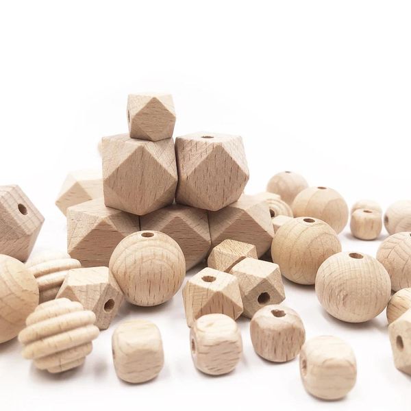 Charms Würfel aus Holz, quadratisch, rund, 820 mm, natürliches Buchenholz, Abstandshalter, Holzringe für Baby, Kinder, Spielzeug, Schmuckherstellung, DIY-Halskette