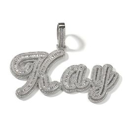 Encantos Personalidad personalizada Letras Nombre Colgantes Collares para hombres Hip Hop 5A CZ Piedra Pavimentada Bling Iced Out Rapero Joyería 231010