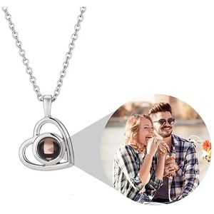 Charmes Personnalisé Projection Po Collier Personnalisé Pet Po Pendentif Projection Chaîne Pour Femmes Hommes Memorial Bijoux De Noël Cadeaux 231204