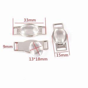 Charmes Personnalisez les breloques de lacet ovales avec 13*18mm 18*25mm cabochon en verre transparent pour chaussure de sport Bracelet paracorde bijoux à bricoler soi-même 20 pièces 231031